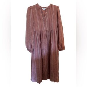 FRANCES HART / maternity Dobby Maternity Stripe Midi Dress pink long sleeve S